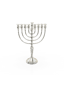 חנוכייה מכסף סטרלינג עם עיטור כתר עלם , מתנות לחנוכה ,